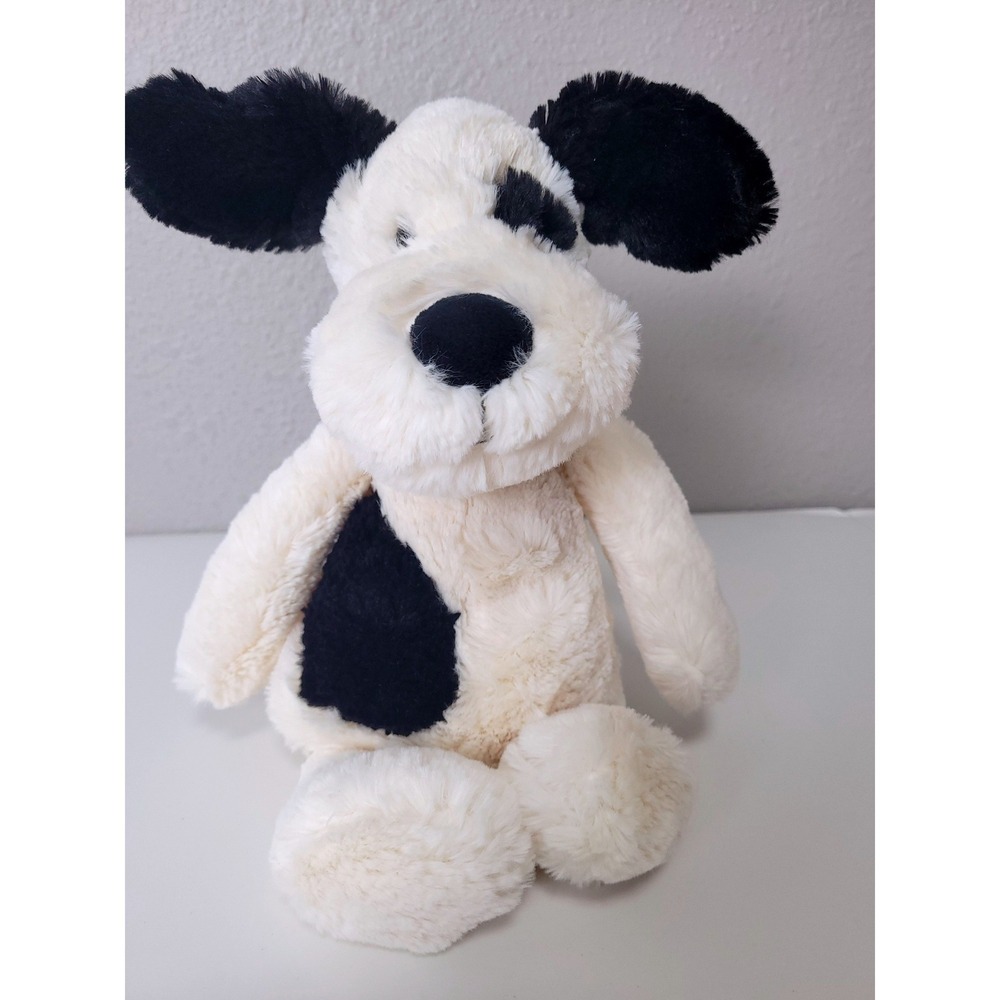 Jellycat Bashful Puppy Dog white Black Spotted Plush Stuffed Animal 15 inch